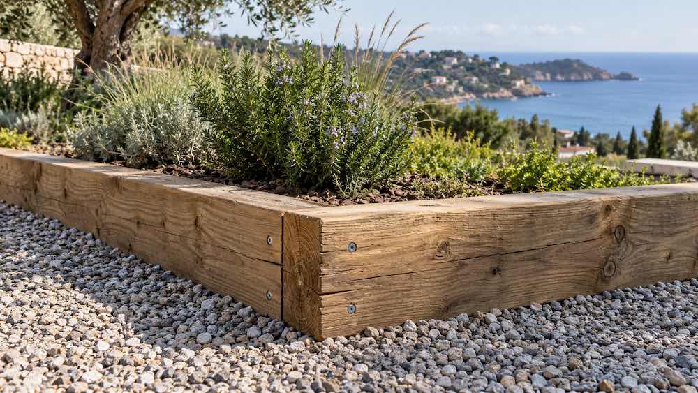 traviesas de madera cerca del mar